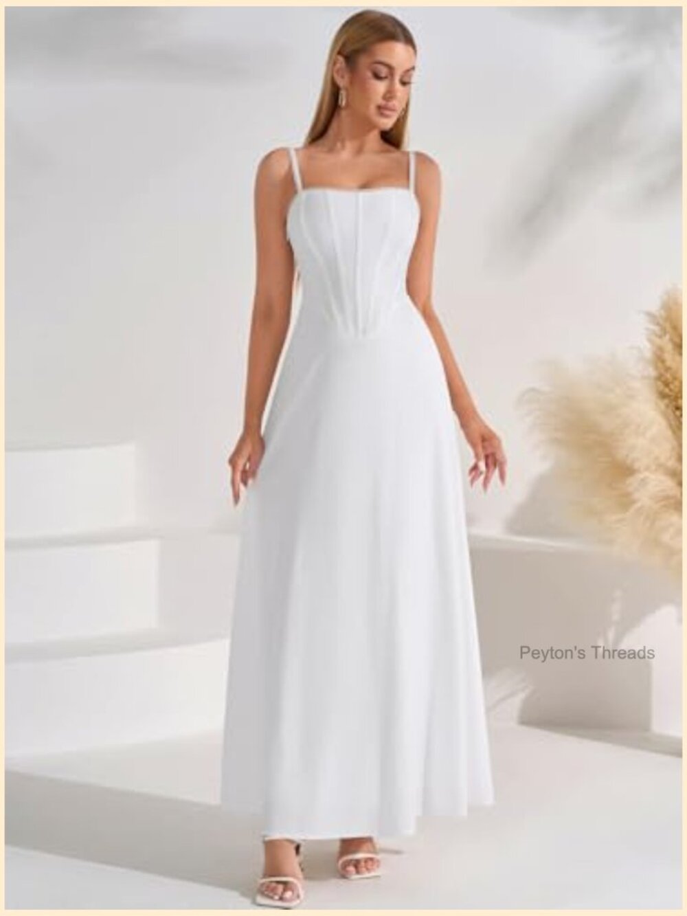 Corset Maxi Wedding Guest Dress Spaghetti Strap Flowy A Line Tea Party Long Sun - Picture 3 of 7